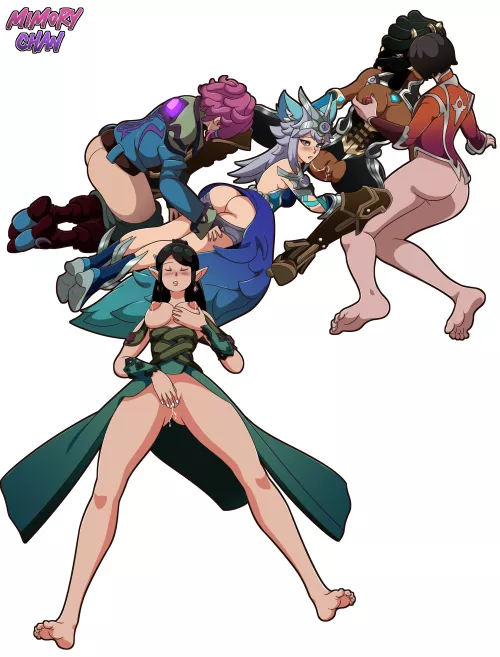 Maeve, Io, Imani, Vivian, and Ying in their own little corner (MimoryChan) by SpringInHyrule