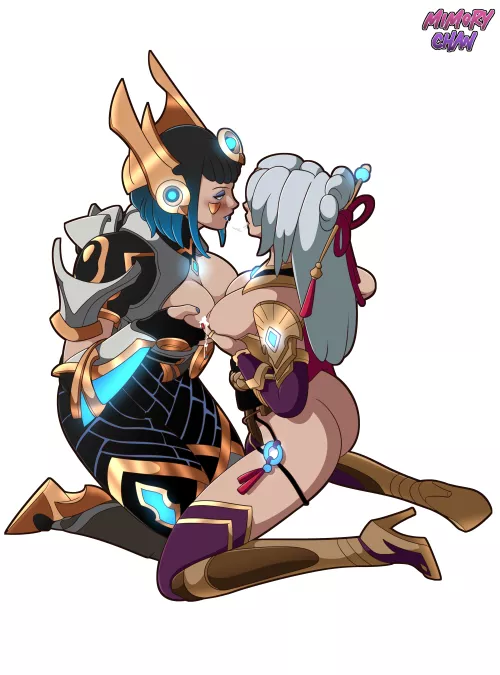 Mei and Lian rubbing their tits together (MimoryChan) by SpringInHyrule