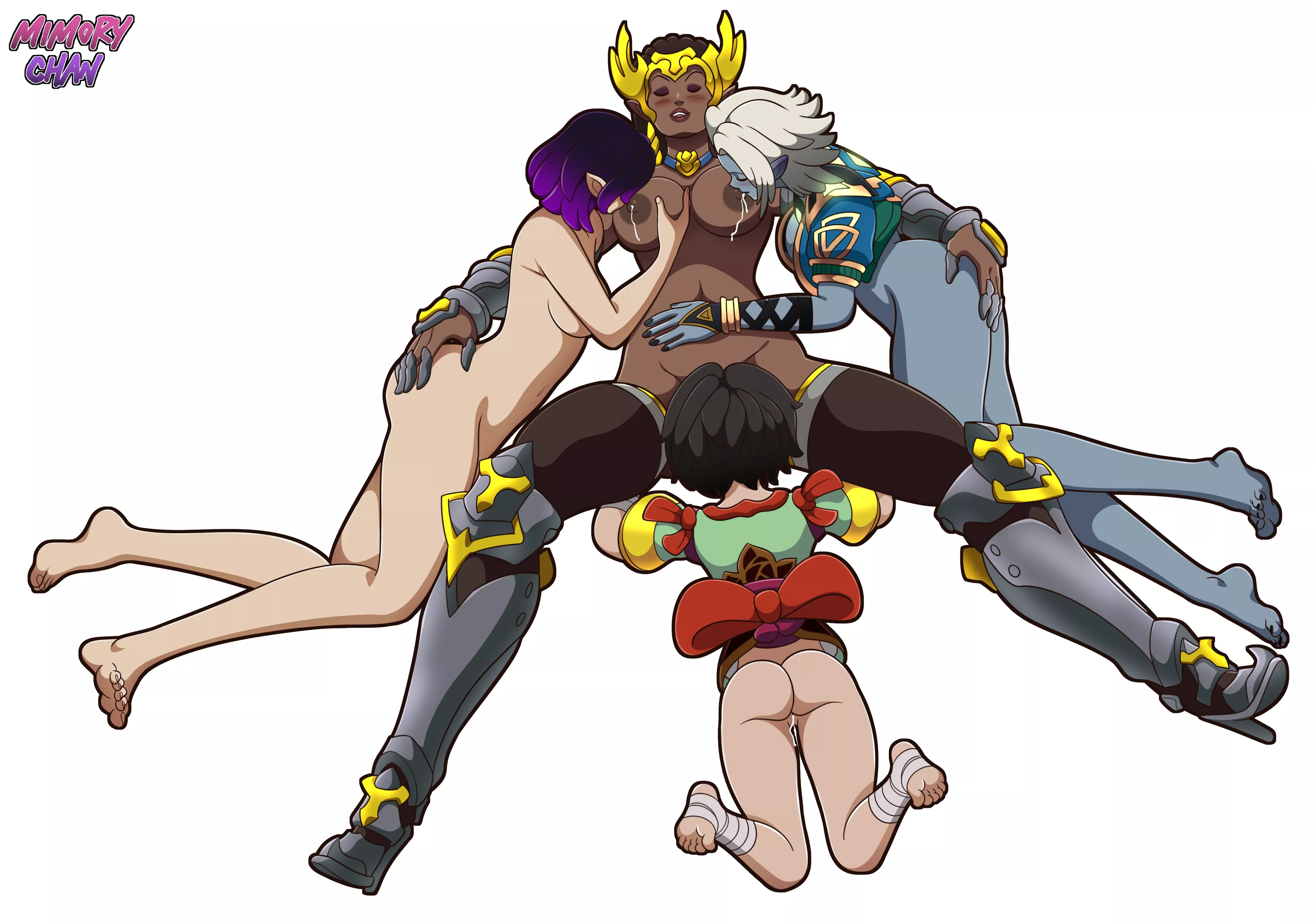 Skye, Nyx, Saati, and Kasumi in a corner of their own (MimoryChan) posted by SpringInHyrule