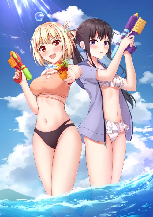 Chisato And Takina (Lycoris Recoil) by Csxc