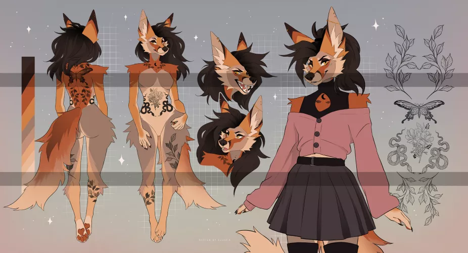 ✶ Tattooed Fox 🦊 ADOPT ✶ (art by me) Link in comments by ellariaartist
