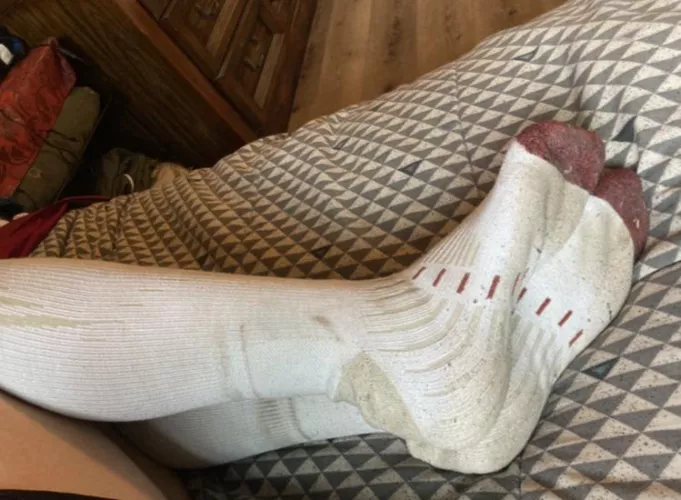 All cooped up in boots, after a long hot day of farming.. it would be a shame if no one got to smell these 😷😝😘 by Sweaty-farmgal-tiff