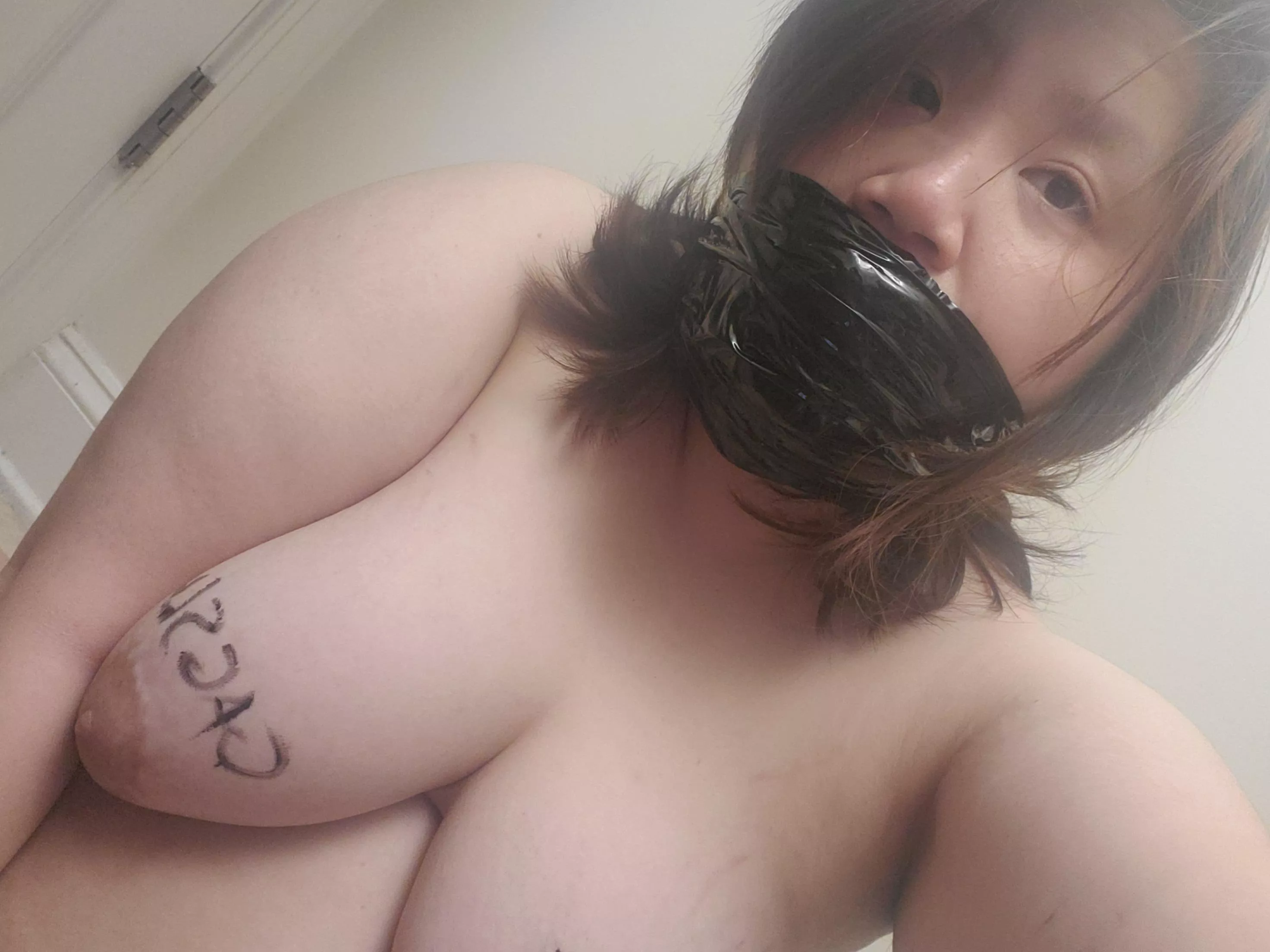 Dirty panties shoved in my mouth and bondage tape wrapped around my head ♡ posted by kittyxo666