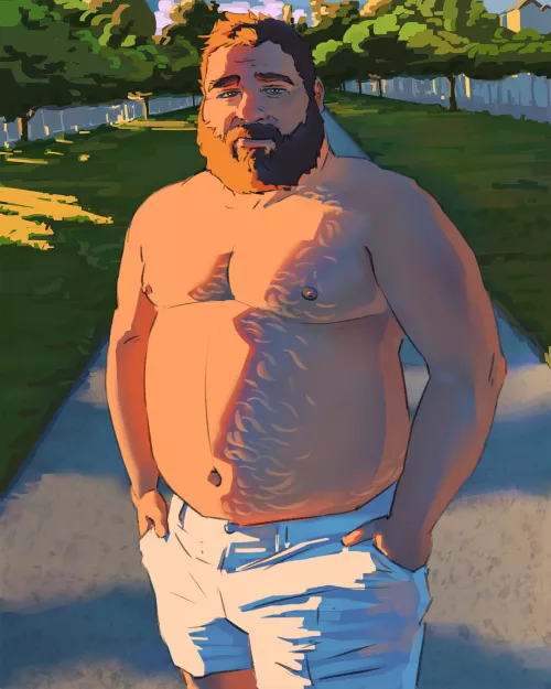 I know this isn't manga, but it's my latest bara artwork! I tried to focus on improving the way I depict light this time. by NomiDrawsBears