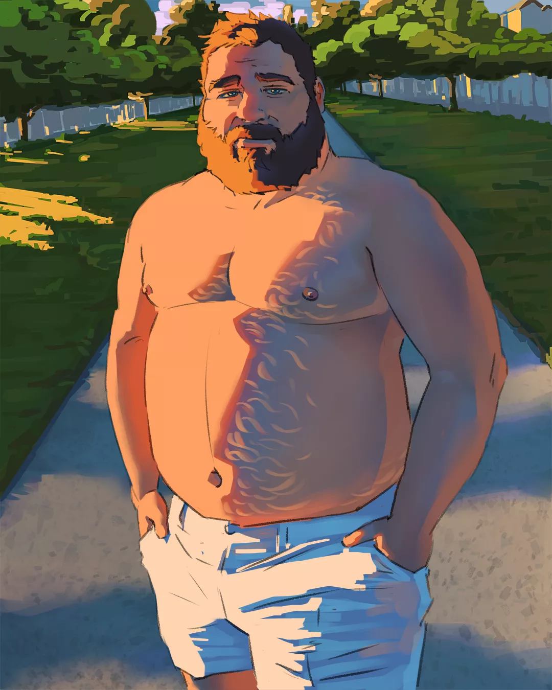 I know this isn't manga, but it's my latest bara artwork! I tried to focus on improving the way I depict light this time. posted by NomiDrawsBears