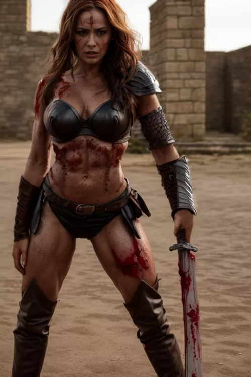 Red Sonja kiils her opponent by AIVICE_