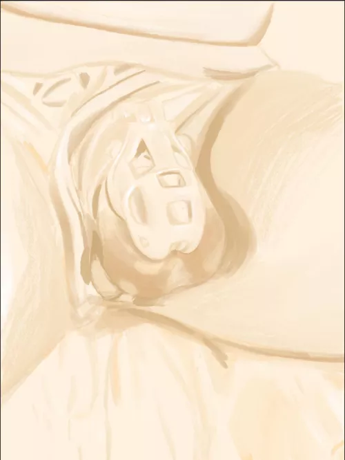 Sketch I made of my locked cock a little while ago by PhraseAdventurous259