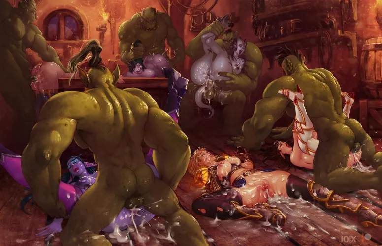 After a successful raid, the Orcs celebrate their victory by breaking in their new toys. (JoiX) by TheLunchBuyingMonk