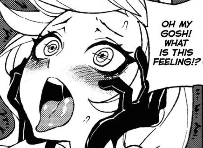 LF Mono Source: 1girl, blush, sweat, sfx, foreign text, drooling, ahegao, by _Takezin