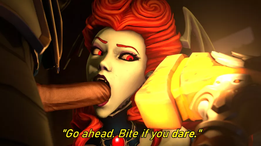 Lillith wouldn't be foolish enough to bite Azaan's dick with her fangs.... Would she? (SpringInHyrule/BeyondTheMaze) by SpringInHyrule