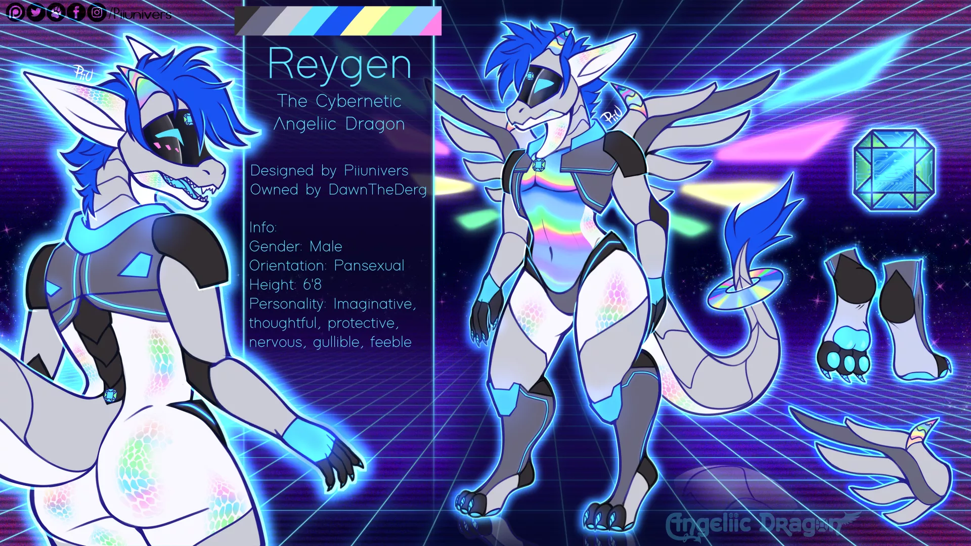 Reygen the Cybernetic Angeliic Dragon (my open species) (Artist: me, Twitter @Piiunivers) posted by Piiunivers