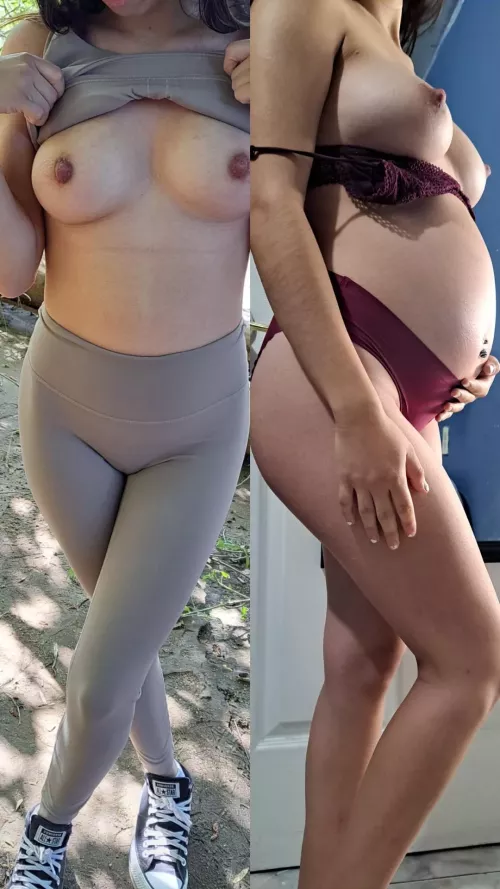 Wife before and during pregnancy. Bull came inside of her on her date then i came in her when she came home. by cleanupcuck530