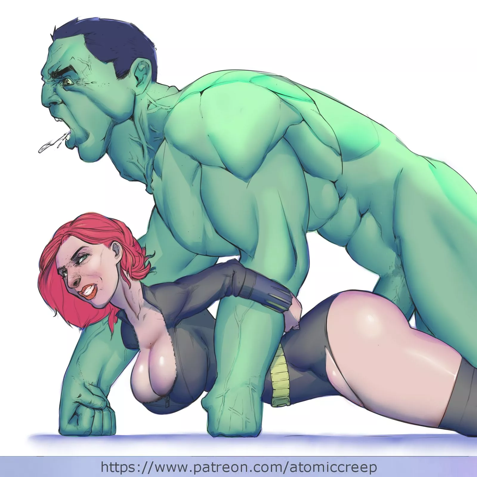Hulk and Black Widow (atomiccreep) [Marvel Comics] posted by EnigmusPrime