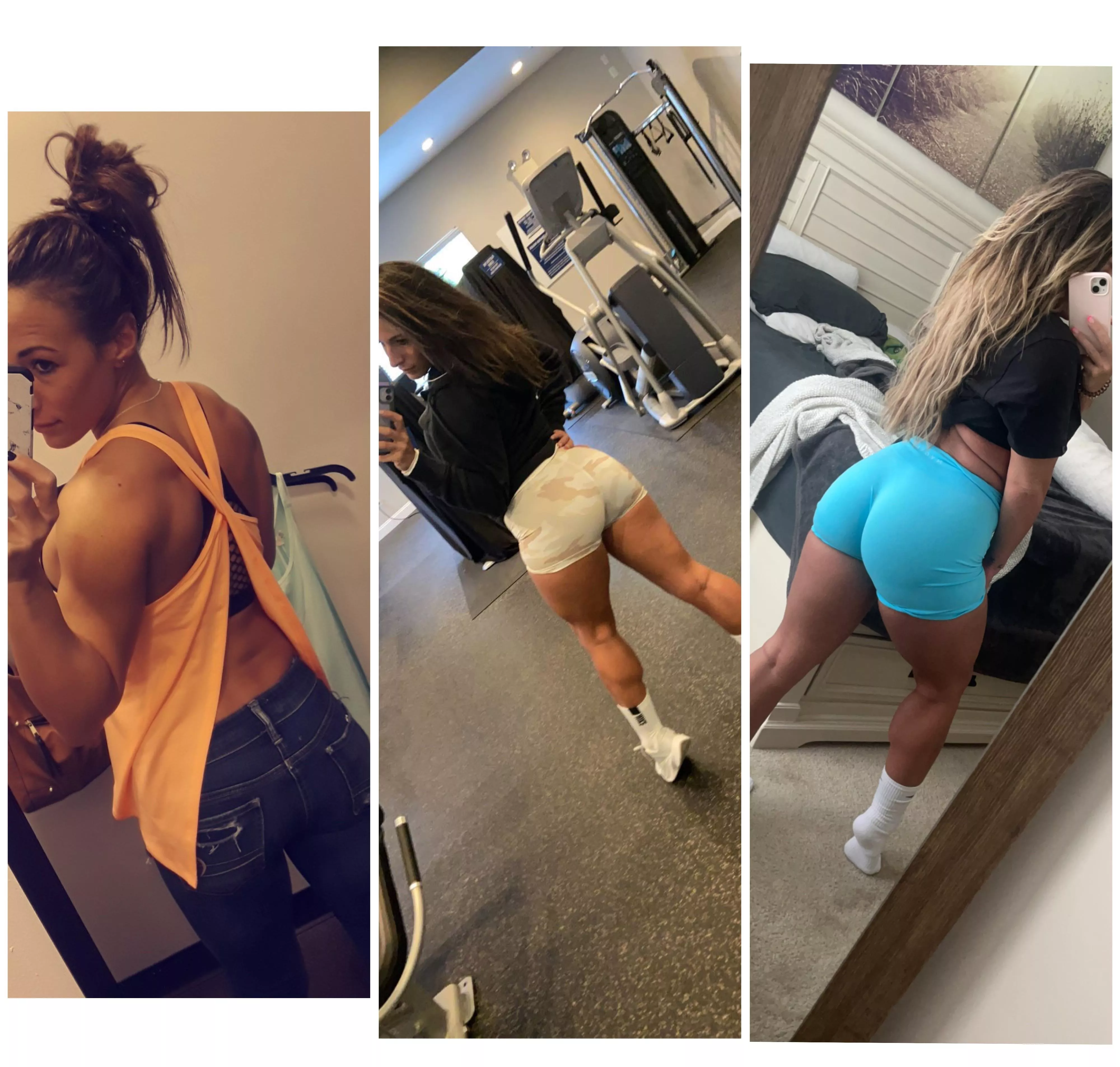 Progress pictures are the best way to remind yourself how far you’ve come! When I first started lifting compared to 4 years in, compared to where I am at today. It’s absolutely possible to grow a 🍑 and legs with hard work. posted by Lacey_Fitness