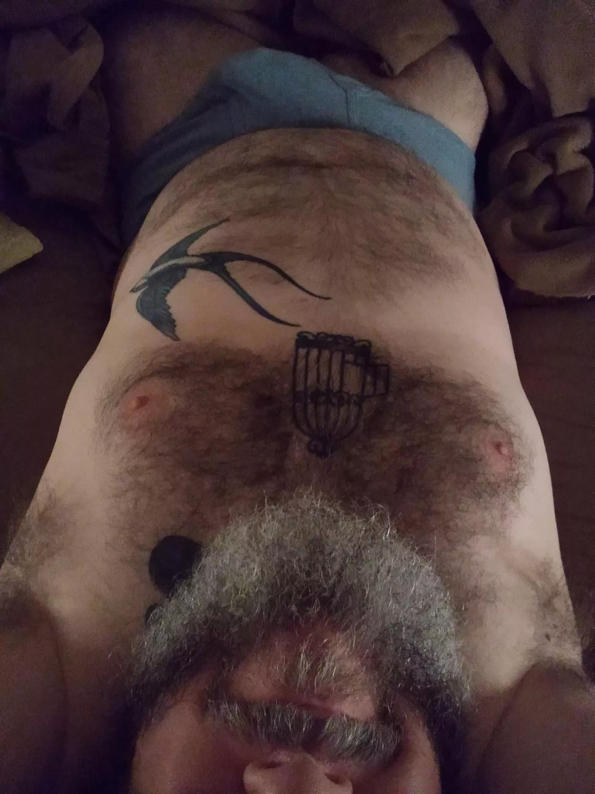 Ratty bed beard and morning wood posted by BearInTheBackwoods