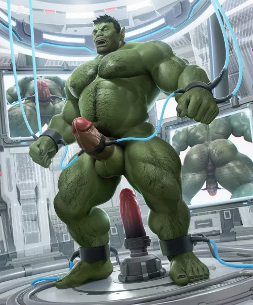 When an orc from the far past gets flung into the far future, and gets examined. @takahiro_si by Hairy_OtterDude