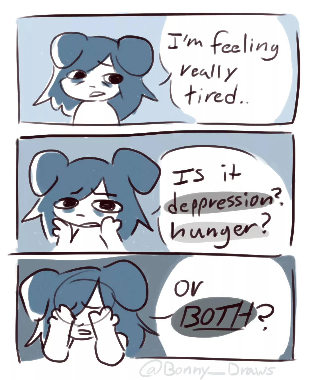 (Art by me) Trying to figure out what your body is telling you posted by BonnyDraws