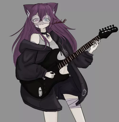 Evil Guitarist Neko by veverii