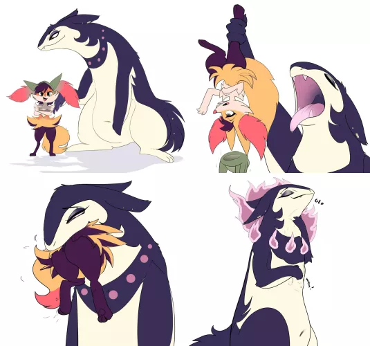 {image} My new Typhlosion friend ate me D: (art by Fiyawerks)(F/m)(Pokémon)(oral vore) by Fiyawerks