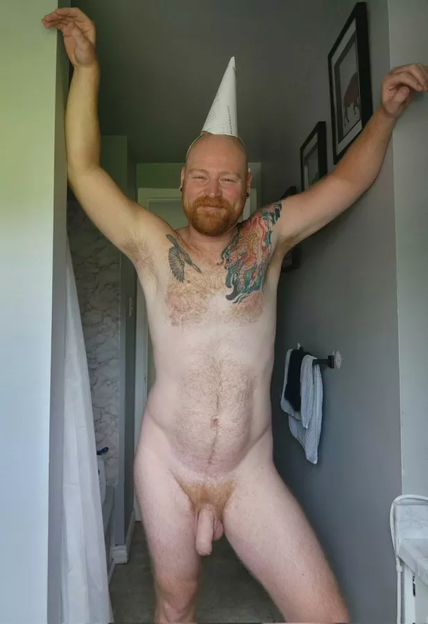 It's my 35th Birthday. I didn't buy a hat in time, so I made from a model release form. posted by GayLoganStanley