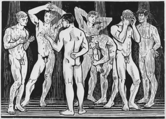 Men showering - art by PeteGuy23