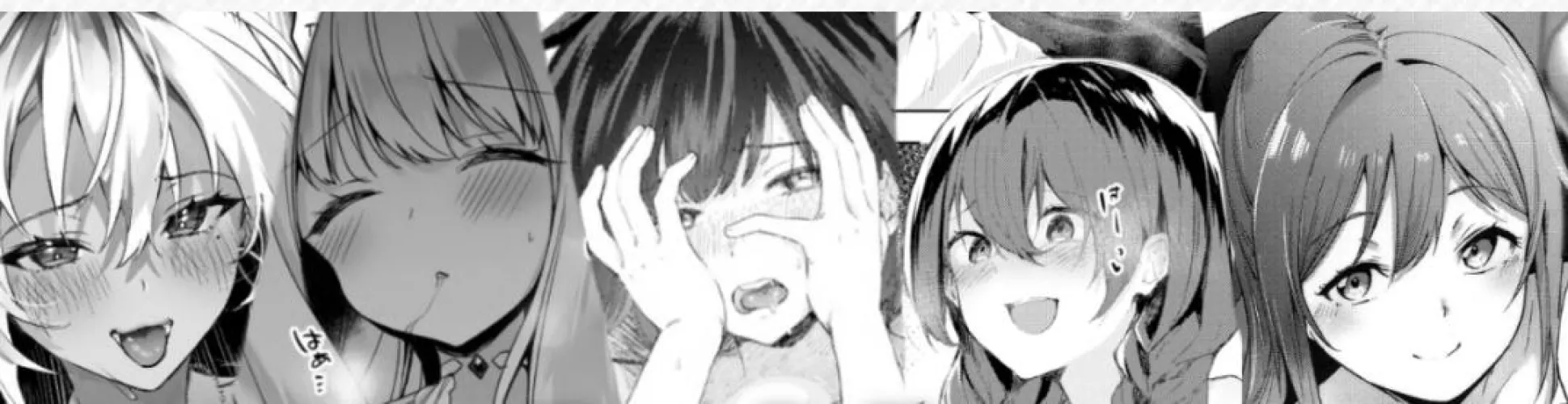 Mono 1girl 5girls ahegao black_hair blush braid close-up closed_eyes collage covering_face dark_hair dark_skin drool face hair_between_eyes hair_over_shoulder hands_on_own_face looking_at_viewer mole_under_eye open_mouth peeking_through_fingers sfx sidel by HentaiSource_Archive