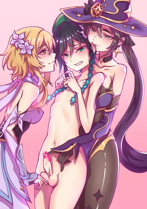 'Poor' Venti gets teased by Mona and Lumine by SoManyCookies