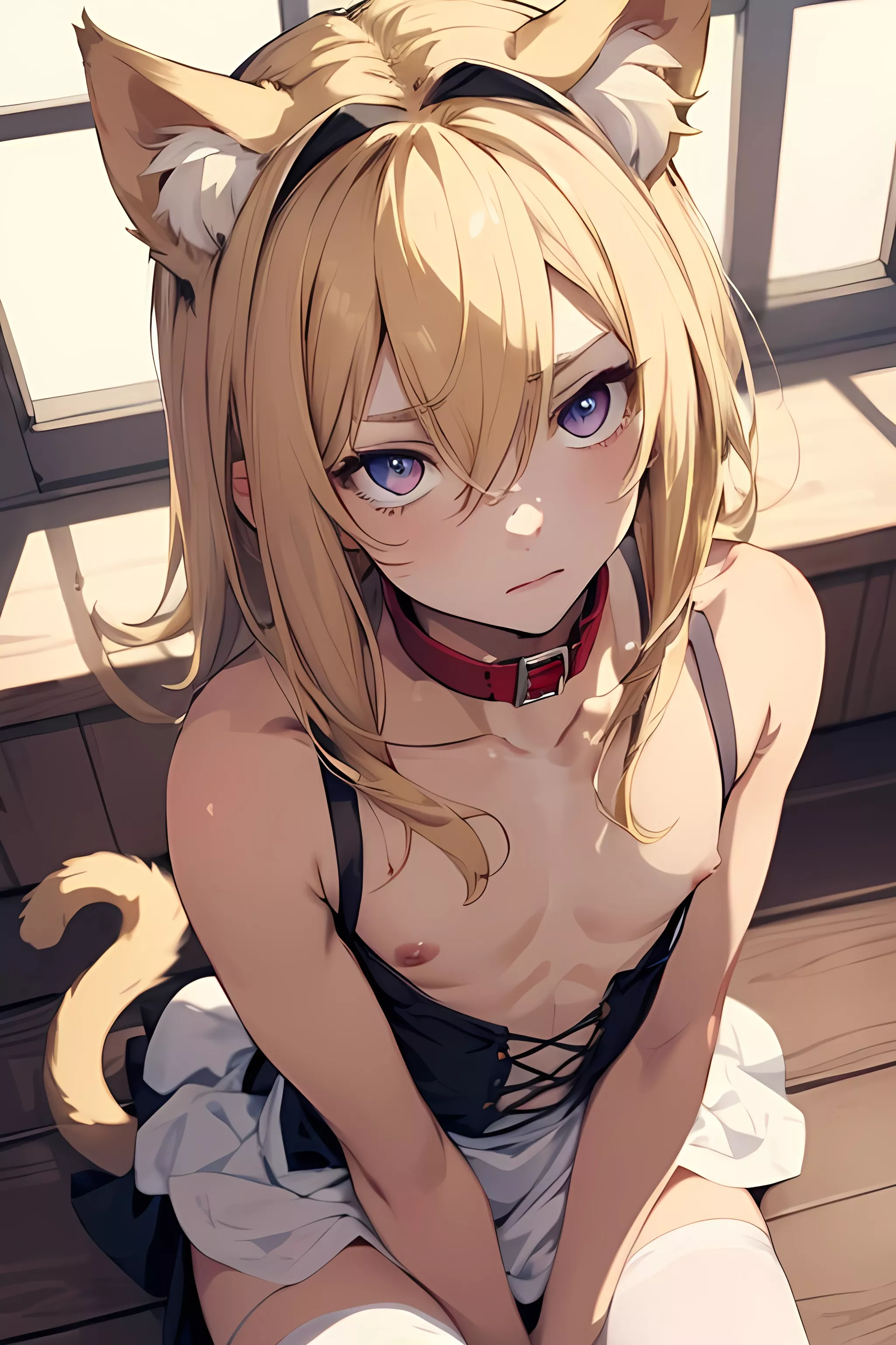 (AI) Cute Catboy maid in his modified maid uniform posted by FallenCrownz