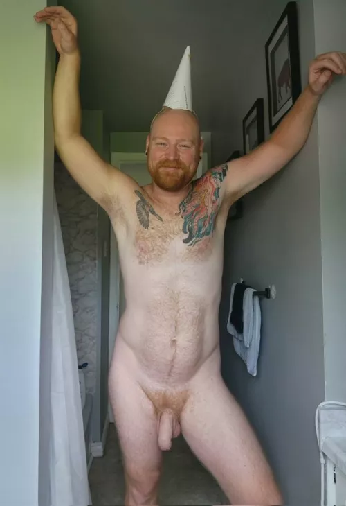 It's my 35th Birthday. I didn't buy a hat in time, so I made from a model release form. by GayLoganStanley