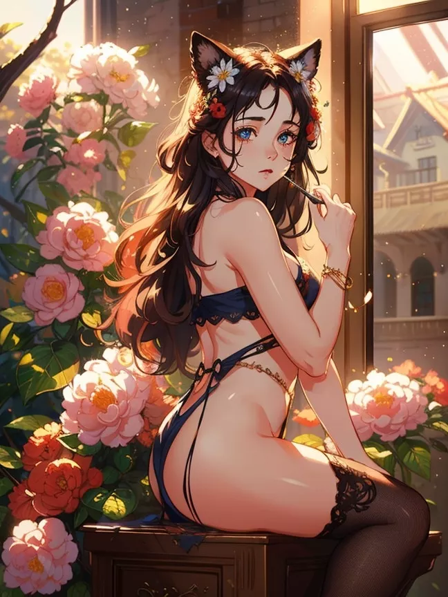 Kitten lounging in the garden 🌸🩷 posted by KatieKitten1