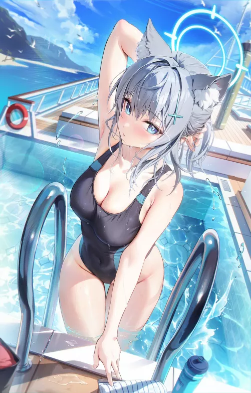 Shiroko going for a dip (houk1se1) [Blue Archive] by MillionHypotheses