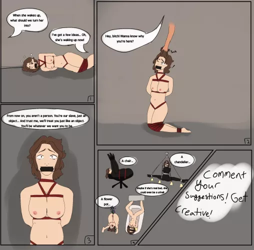 Comic I made of me getting kidnapped and forced into forniphilia! by lily_love69