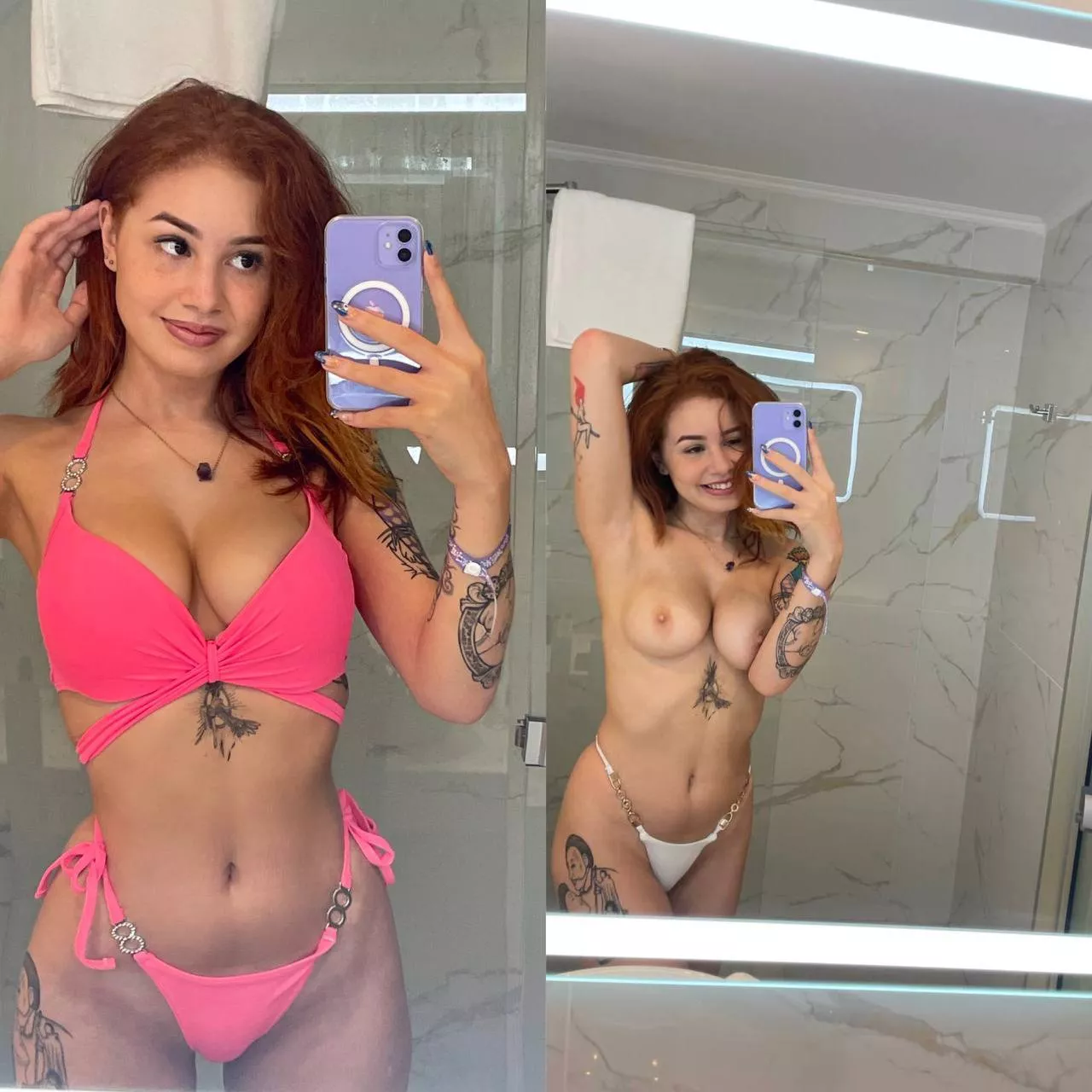 Holiday mirror selfies posted by redheadrosethorns