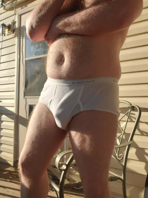 Morning sun in Hanes briefs by TightyWhitiesForMe