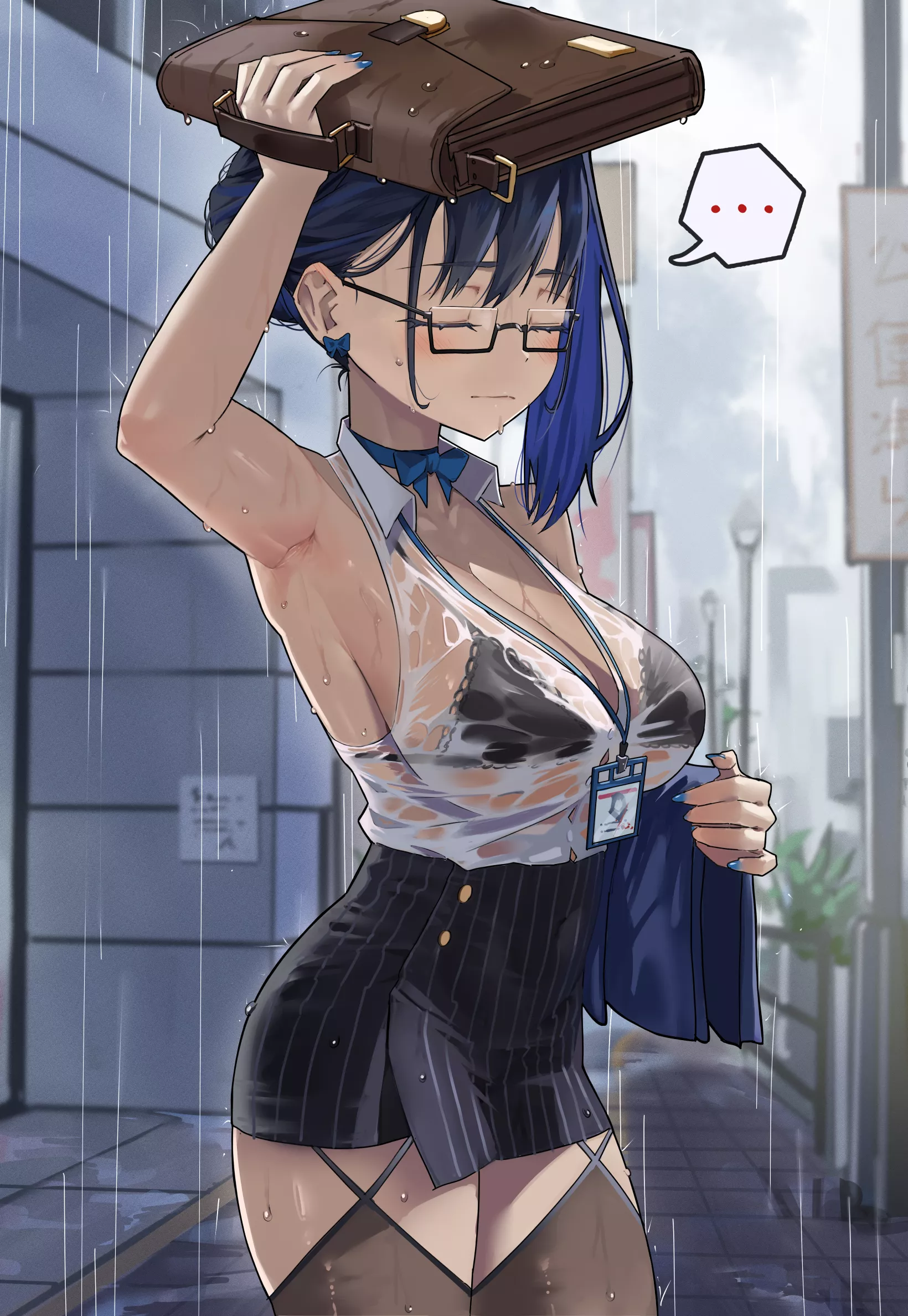Office Lady Kronii in the rain (Archinoer) [Hololive] posted by llamanatee