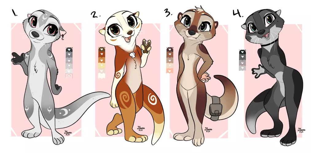 Otter adoptables~ (Art by me! Details below the picture) by cylindercake