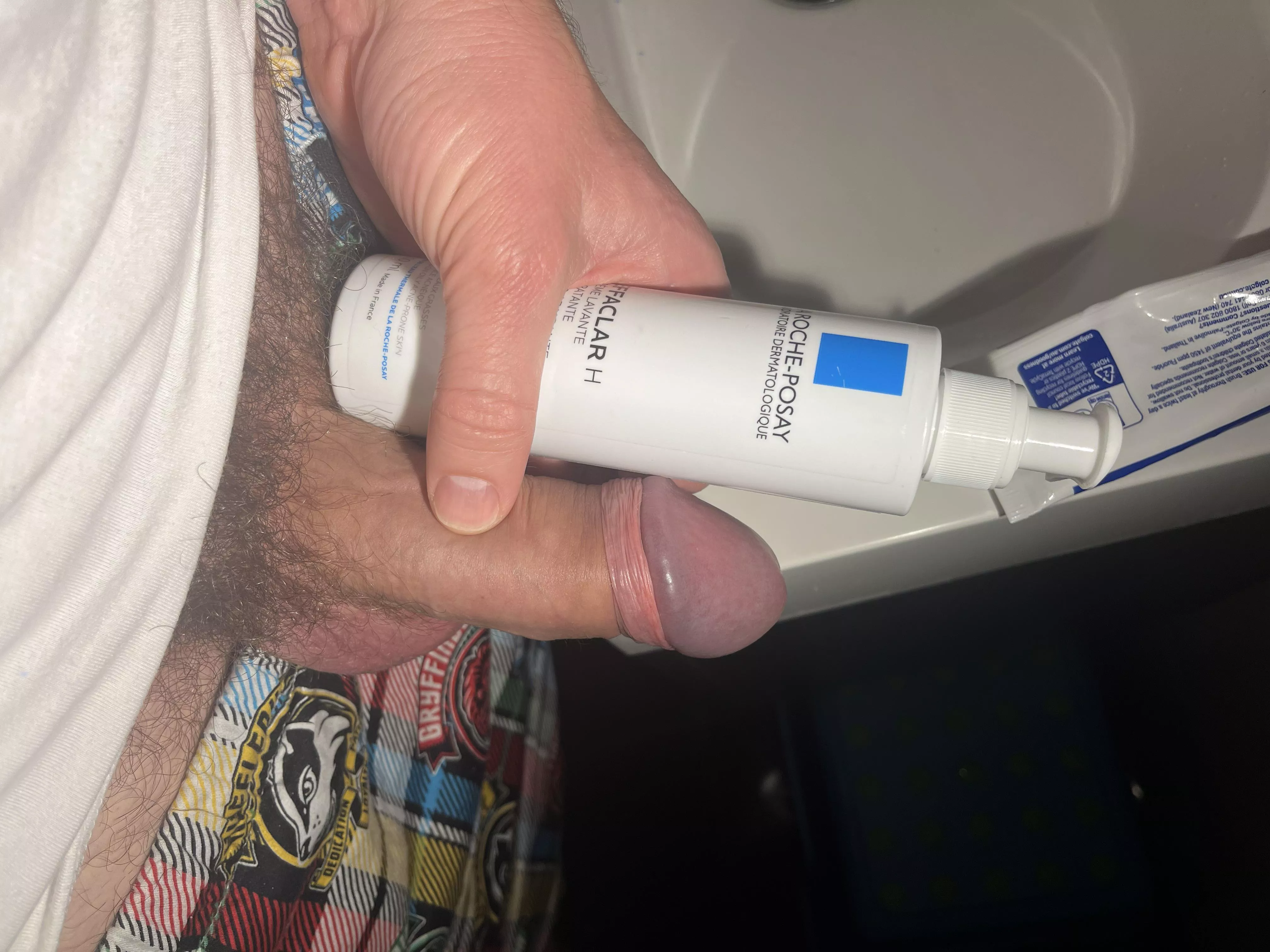 Outsized by my wife’s face cream. Any big boys want to put me in my place? posted by MalcolmExtra