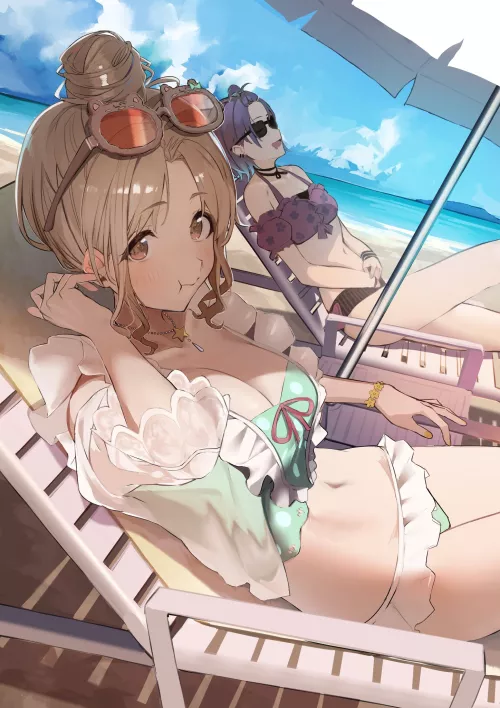 Relaxing at the Beach [Idolmaster] by CheetahSperm18