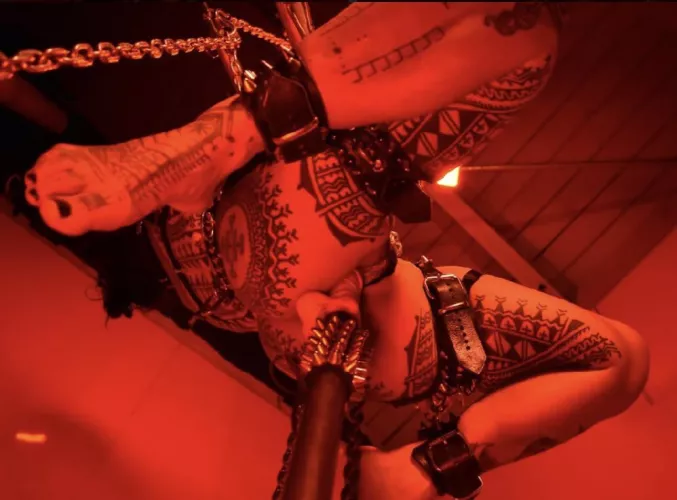 Suspended and fucked with a dildo by thanator13 by DarkSlugSlurper