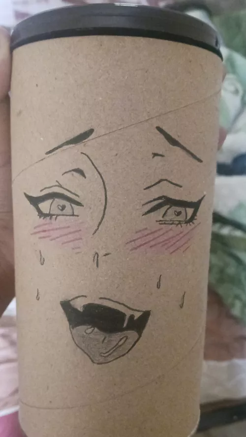 Drew this ahegao on my fucking diy dustbin by MissPhysicist19