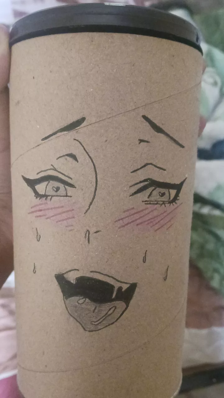 Drew this ahegao on my fucking diy dustbin posted by MissPhysicist19