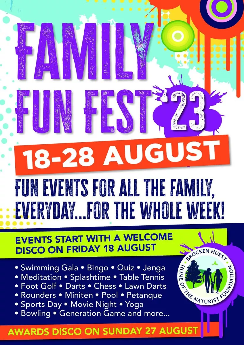 Family Fun Fest, Aug 18-28 at Brockenhurst, Hampshire, England posted by NaturismNudismNet