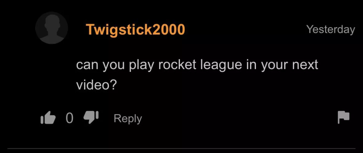 can you play rocket league in your next video? by violetbitch69
