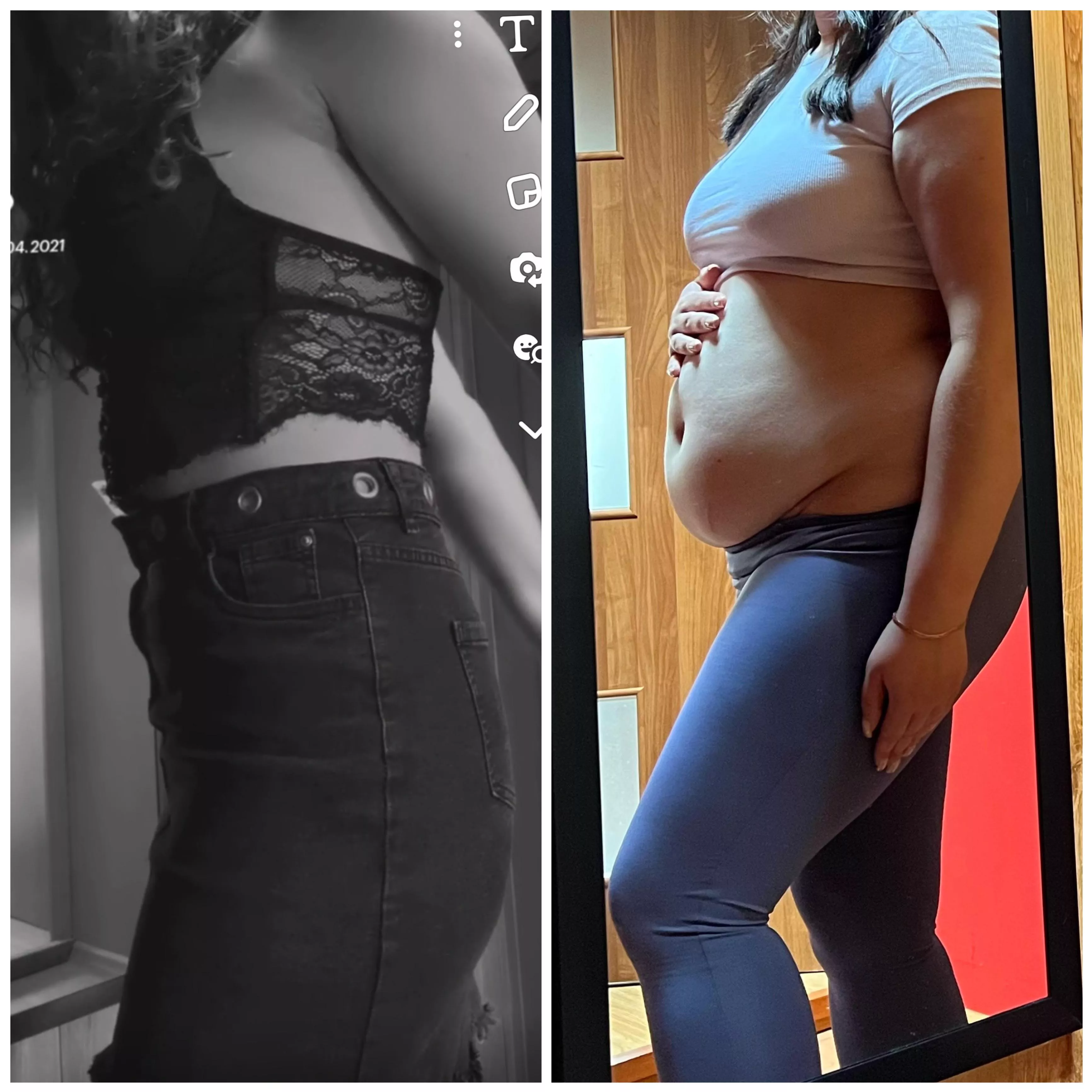 Oh noo 😳 what happend to my body? No one would ever look at me and think i was skinny 🐖 My whole belly just hangs over my waistbands now and im so embarassed posted by fatmerida