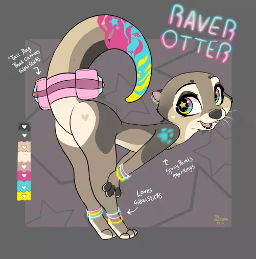 Raver otter adopt 🌈🦦 (Art by me, details below!) by cylindercake