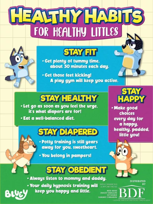 Someone forwarded me this. I’m not sure who to credit, but it’s too adorable not to pass along. Healthy Habits for Healthy Littles. by Lil-enthusi