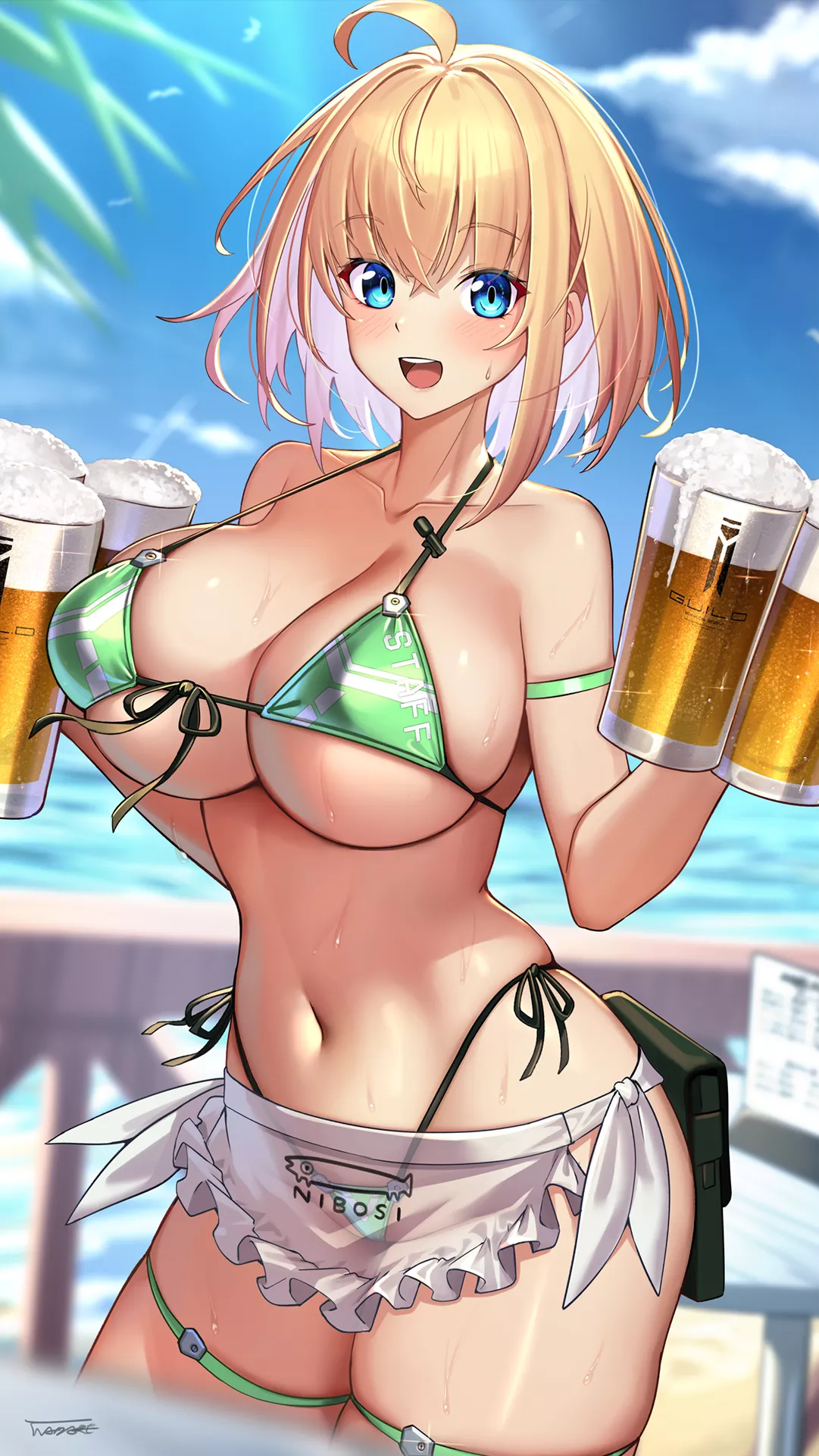 Sophia serving beer (Takamine Nadare) [Artist's OC] posted by llamanatee