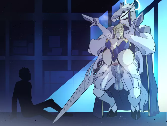 Imagine summoning Lancer Artoria/Lion King like this by Mothmanw