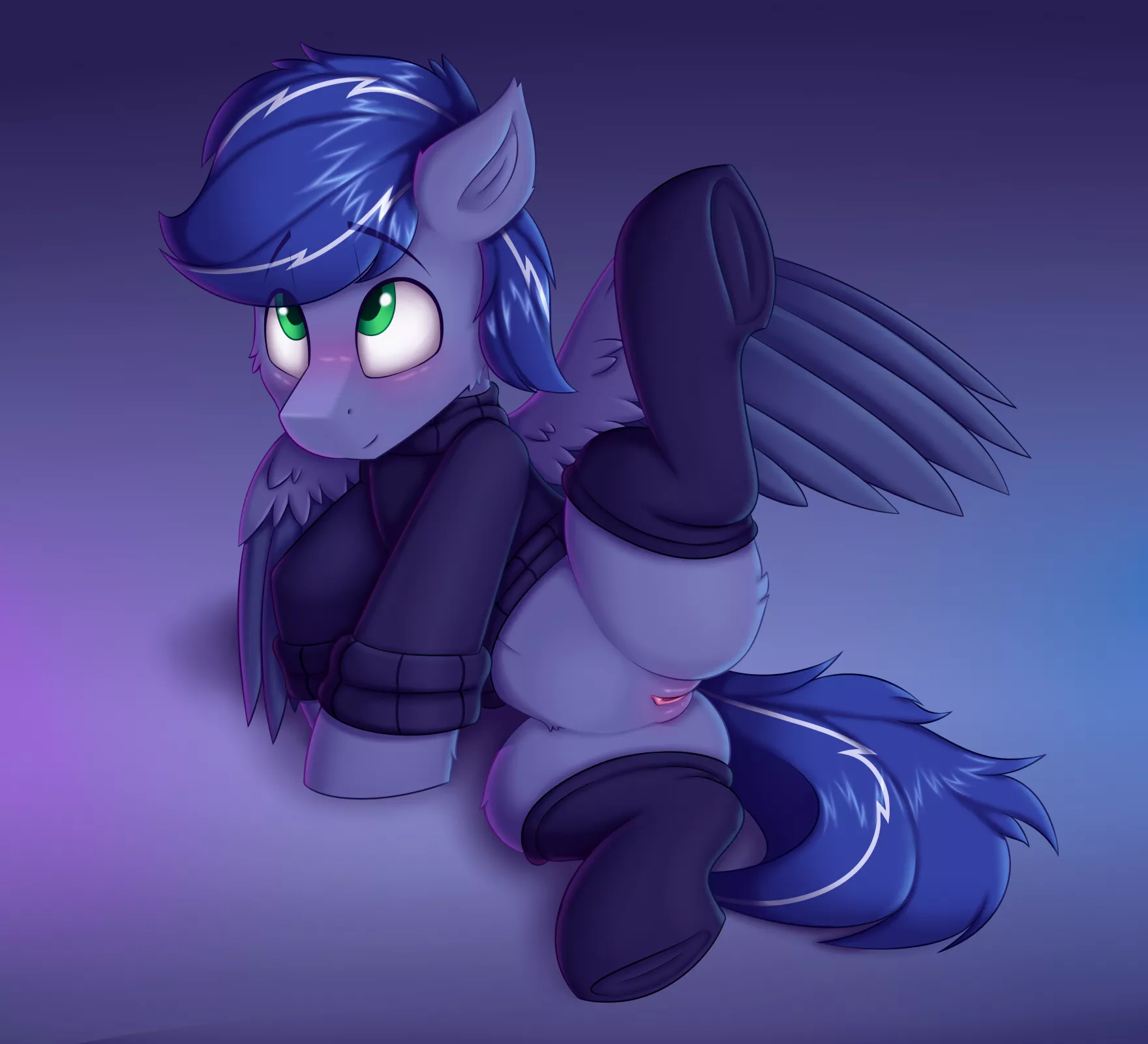 Lightning Flare sheepishly presenting his vagina to the viewer (OC Owner: Lightning Flare) (Artist: Sperokea) posted by Sperokea