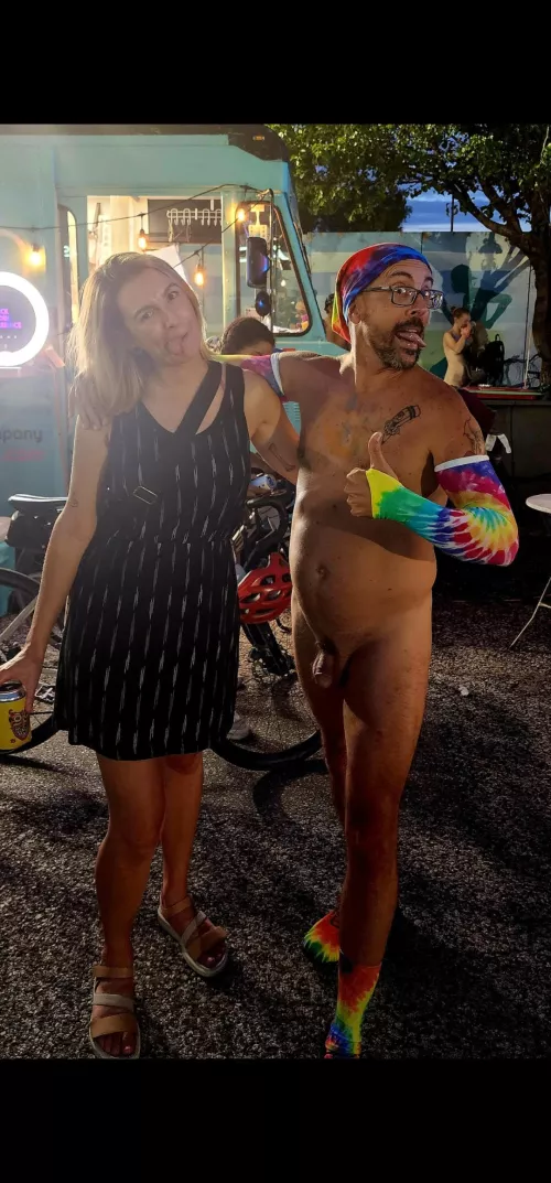 My photo bomb friend from last year. Nudity unites. by Healthy_District7834